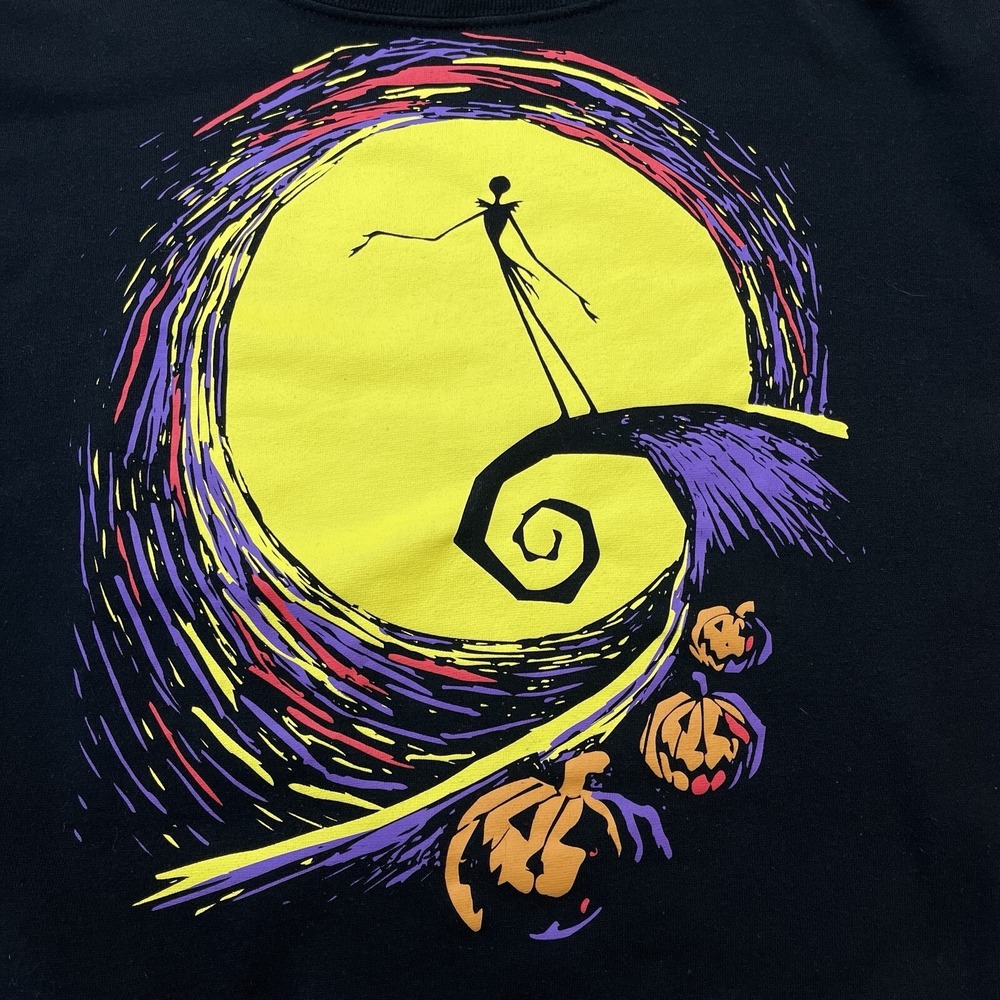 Nightmare Before Christmas Cropped Sweatshirt Womens M Jack On Spiral Hill Image